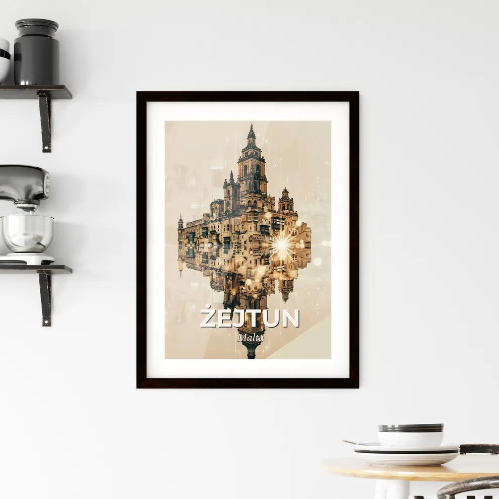 Zejtun Azure Skyline Iconography Composite Art Framed Print