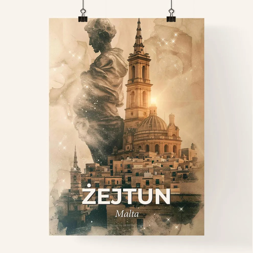 Żejtun City Skyline Double Exposure Poster Art Poster