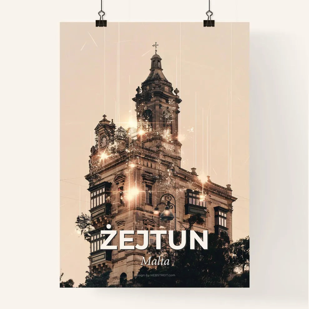 Zejtun Malta Double Exposure Skyline City Art Poster