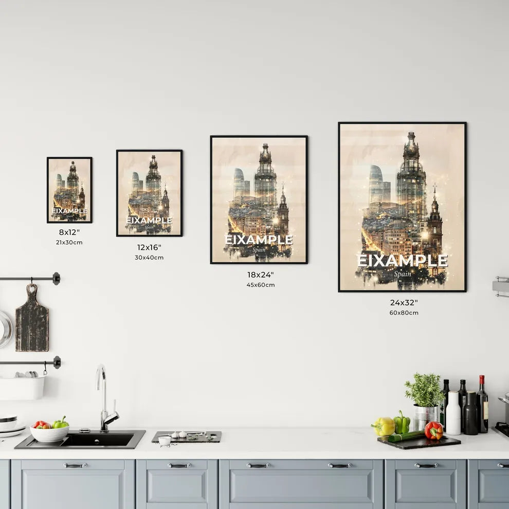Barcelona Eixample Skyline Dreamy Colors Poster Art Office Art