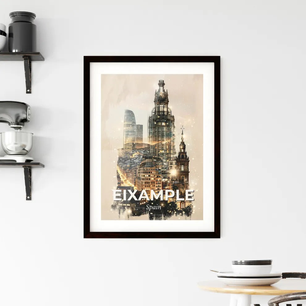 Barcelona Eixample Skyline Dreamy Colors Poster Art Framed Print