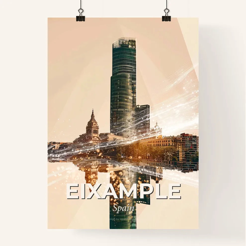 Eixample: Barcelona Double Exposure City Art Skyline Poster