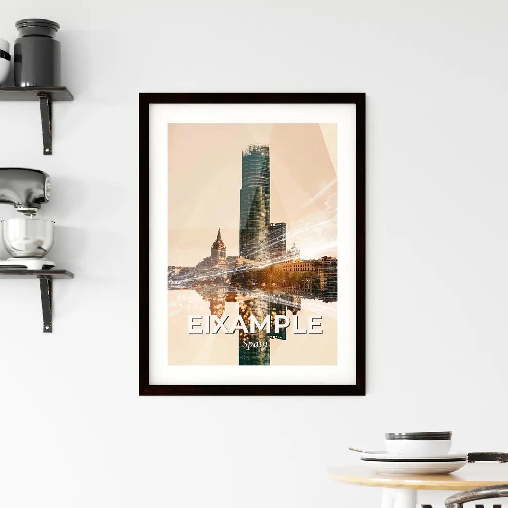 Eixample: Barcelona Double Exposure City Art Skyline Framed Print