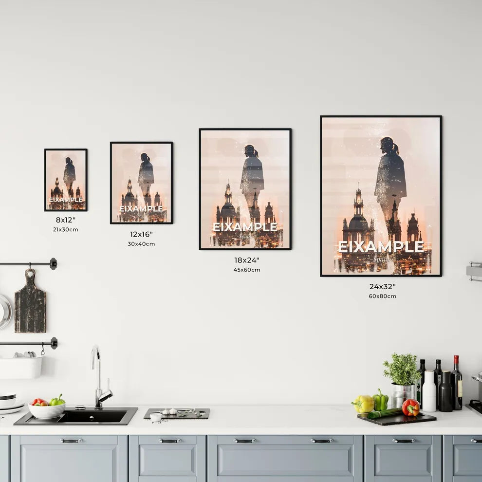 Eixample City Skyline and Icons Bright Poster Art Office Art