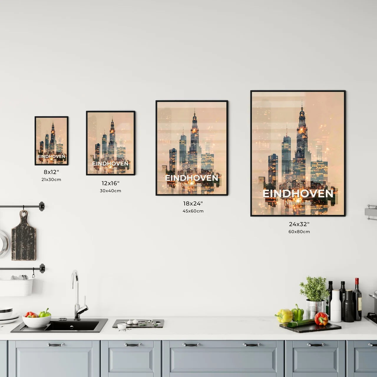 Eindhoven Skyline Cityscape Beige Sparks Office Art