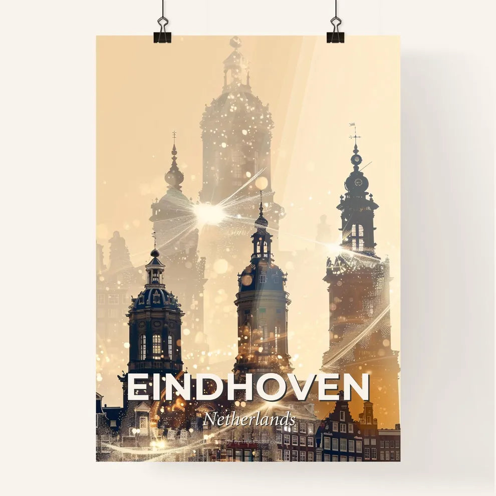 Eindhoven: City Skyline Art, Vibrant Beige Poster