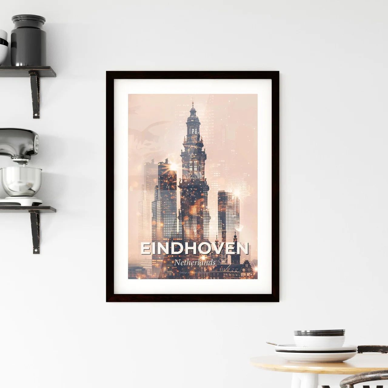 Eindhoven Skyline: Icons and Lights Framed Print