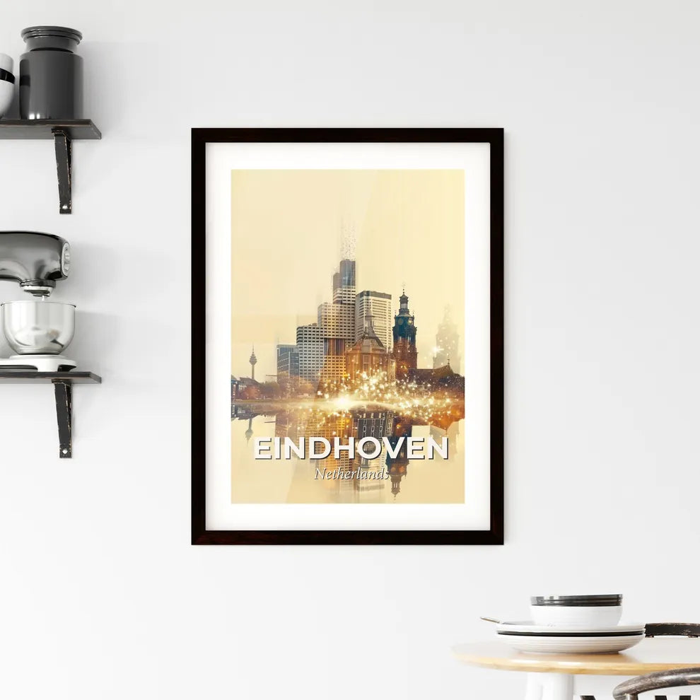 Eindhoven Skyline Sparkle Composite Cityscape Art Framed Print