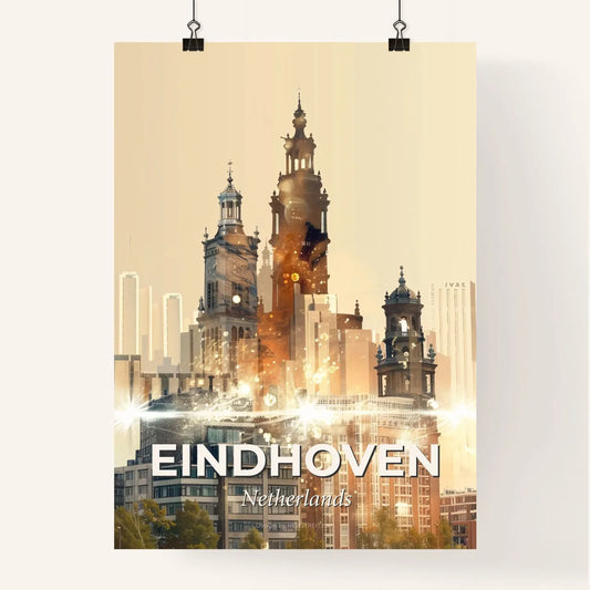 Eindhoven: Double Exposure City Skyline Art Poster