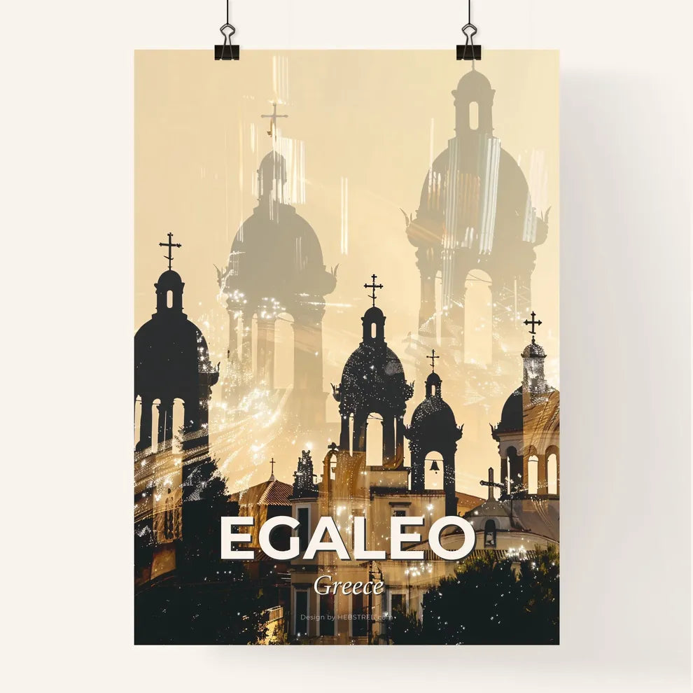 Egaleo City Lights Skyline Composite Art Poster