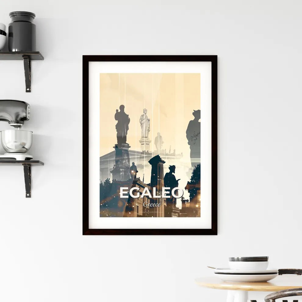 Egaleo Skyline Art: Silhouetted Cityscape Framed Print