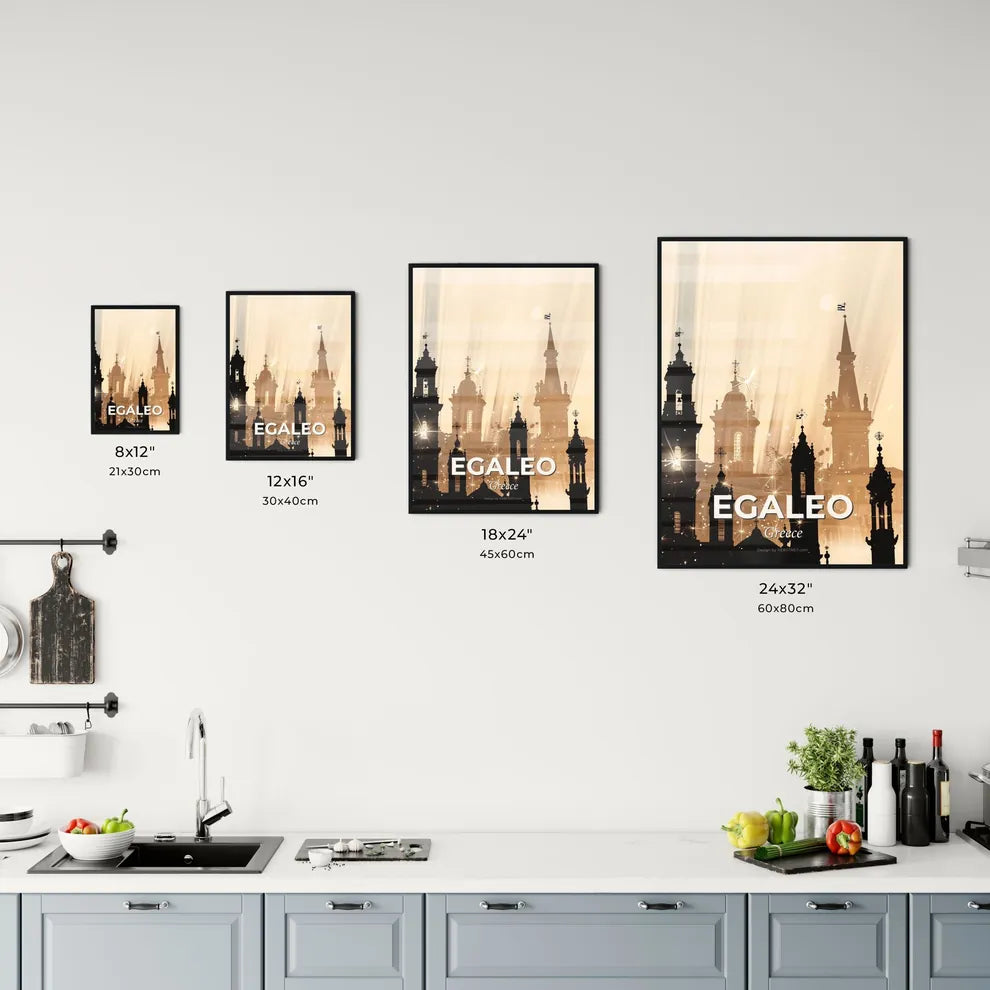 Egaleo City Skyline Minimalist Poster Office Art
