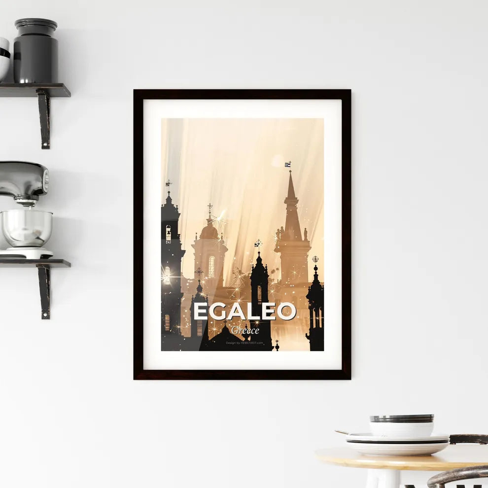 Egaleo City Skyline Minimalist Poster Framed Print