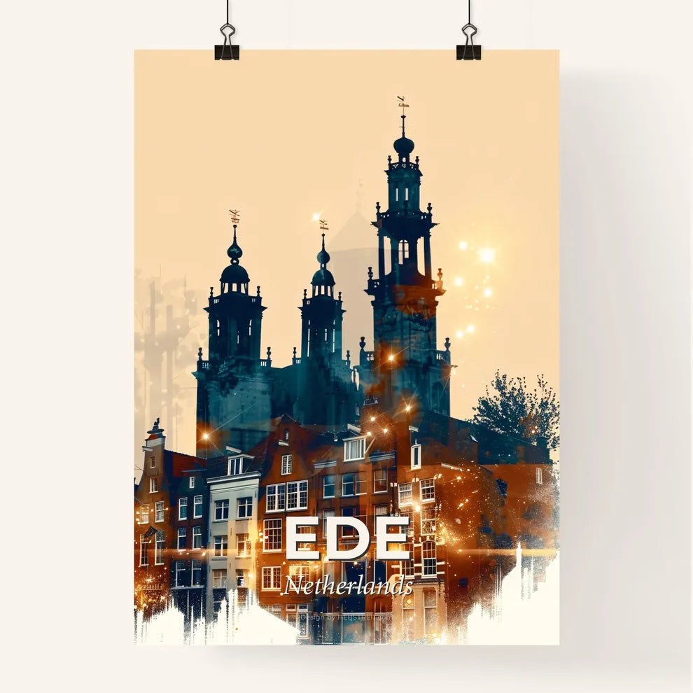Ede: City Skyline Art, Local Vibes, Sparkly Beige Poster