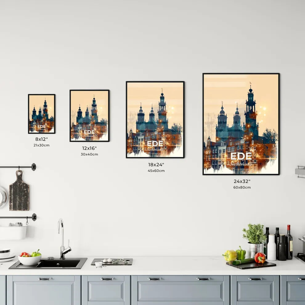 Ede: City Skyline Art, Local Vibes, Sparkly Beige Office Art