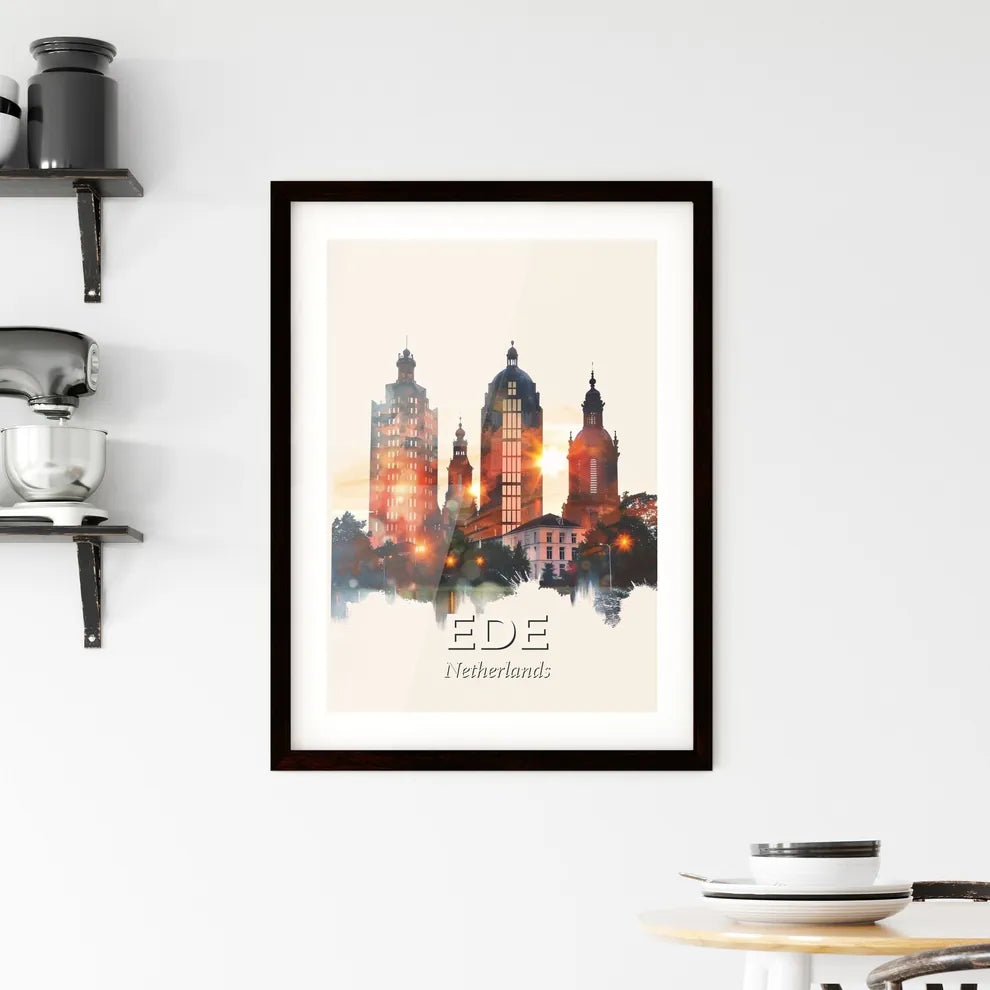 Ede: Skyline Composite Art Poster with Local Charm Framed Print