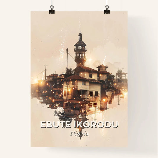 Ebute Ikorodu Skyline Double Exposure Art Poster