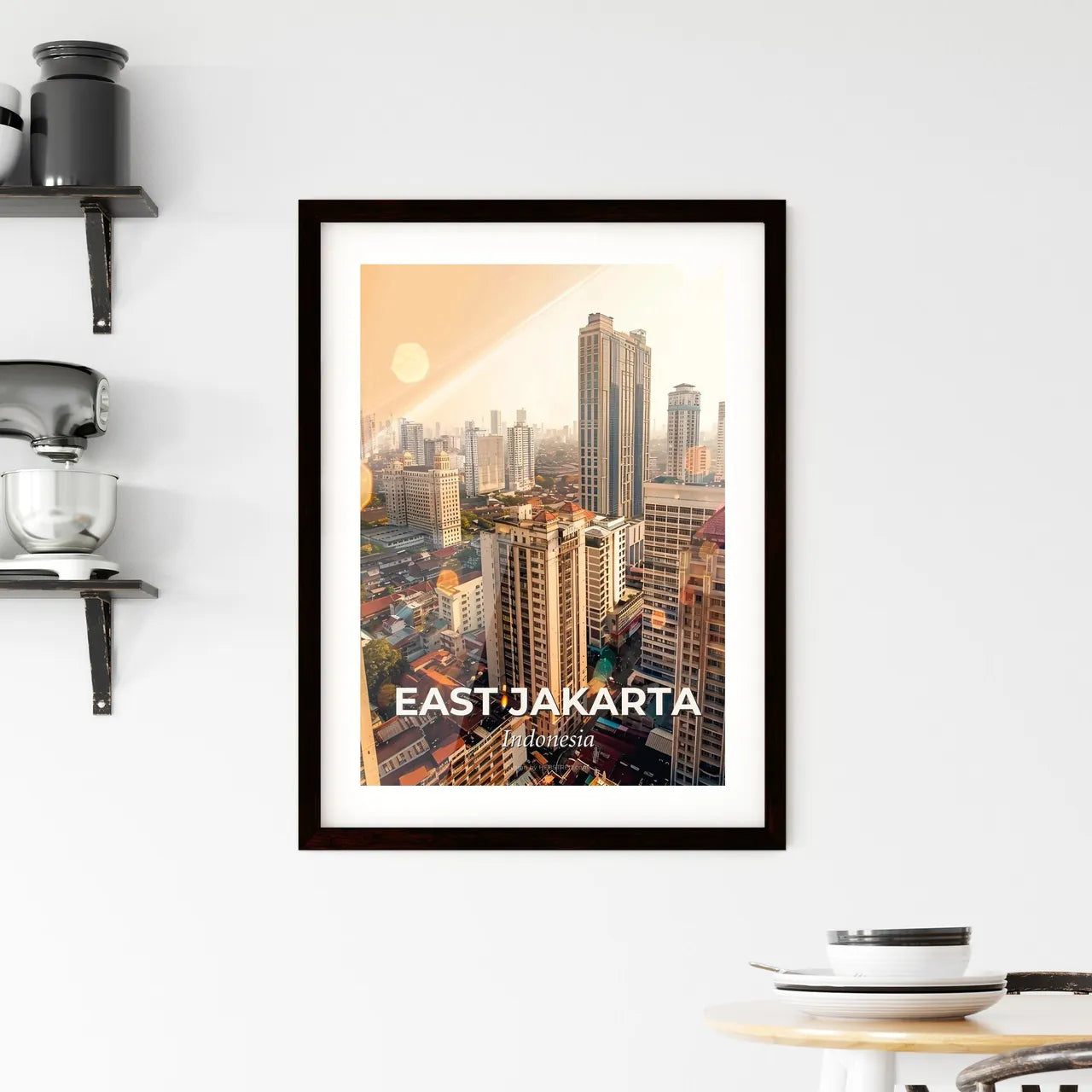 East Jakarta Skyline Double Exposure Art Framed Print