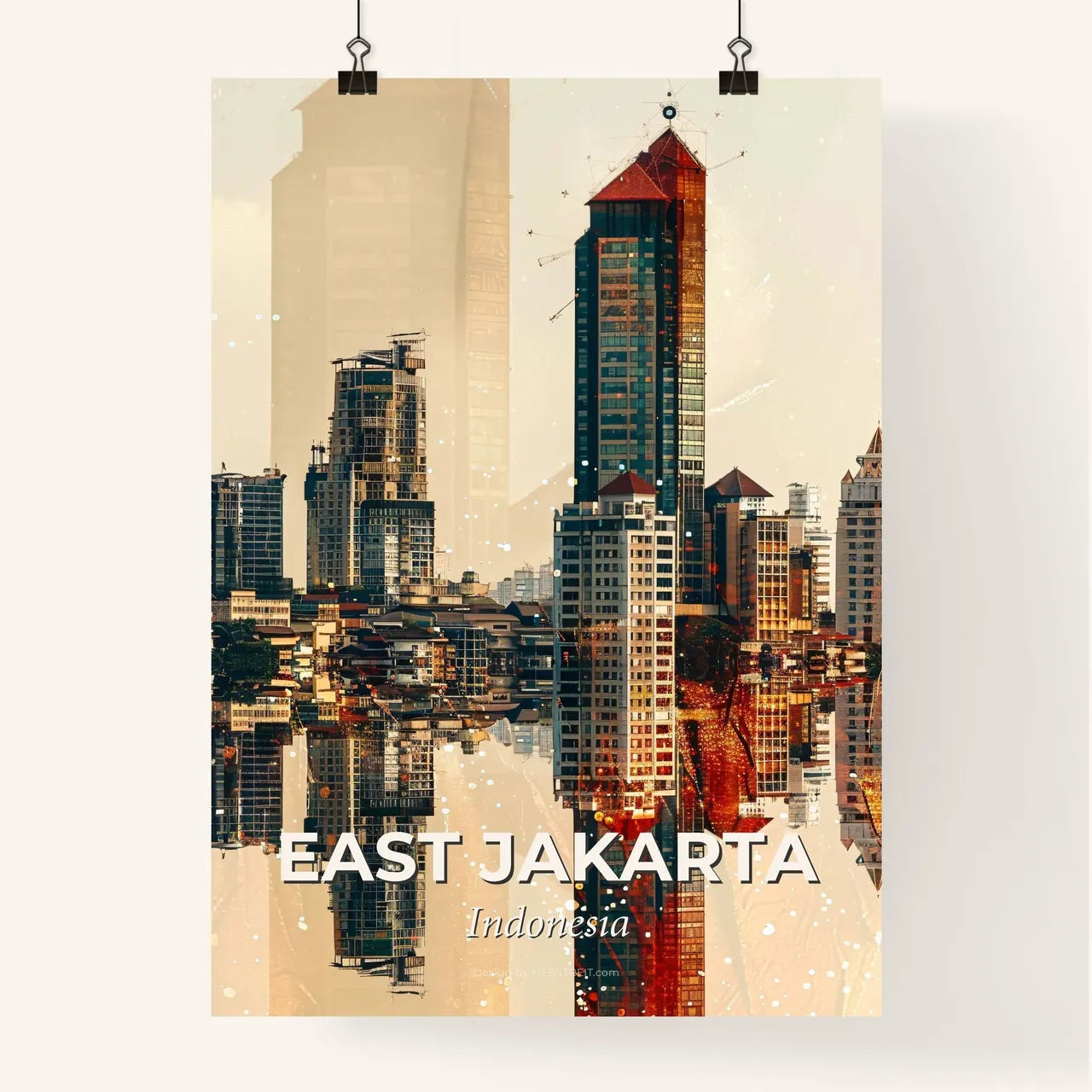 East Jakarta Skyline Double Exposure Art Poster Poster