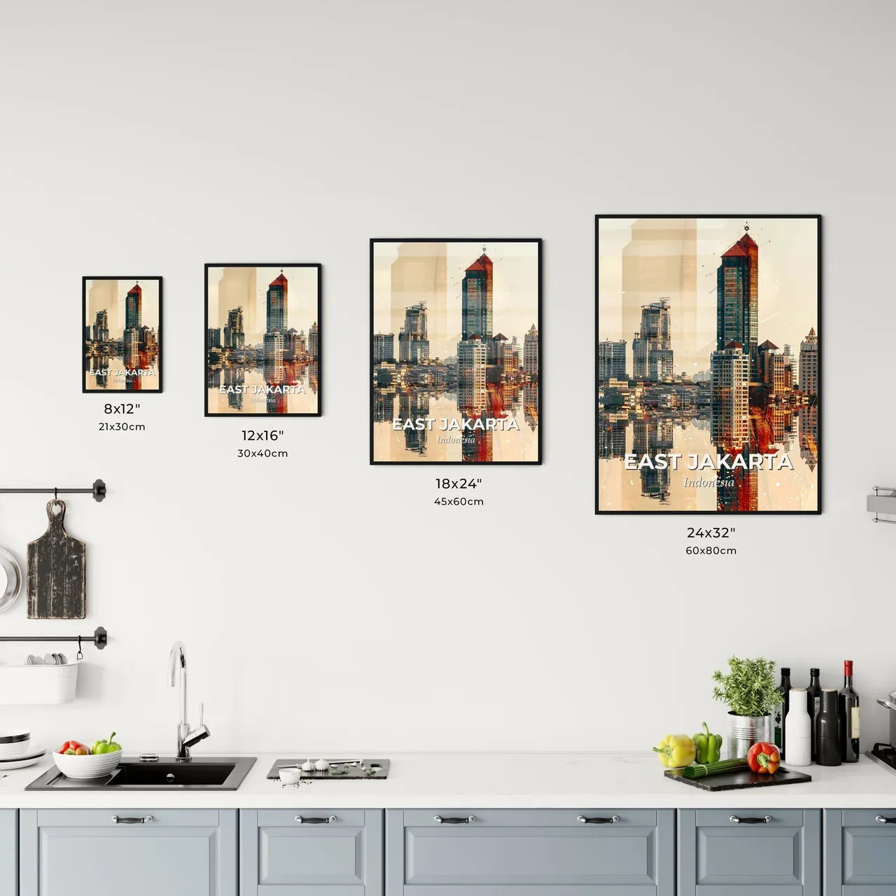 East Jakarta Skyline Double Exposure Art Poster Office Art