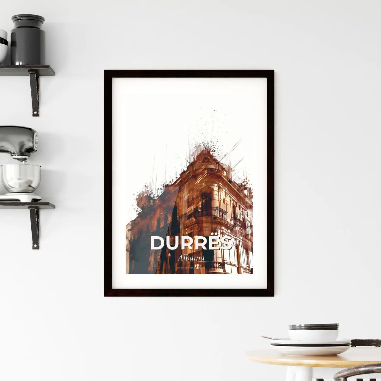 Durres Skyline Art Deco Poster Composite Framed Print