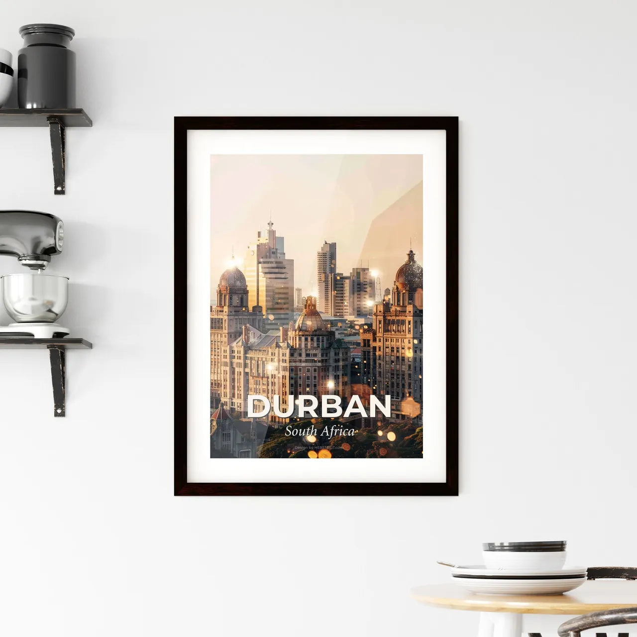 Durban Skyline Double Exposure Poster Art Framed Print
