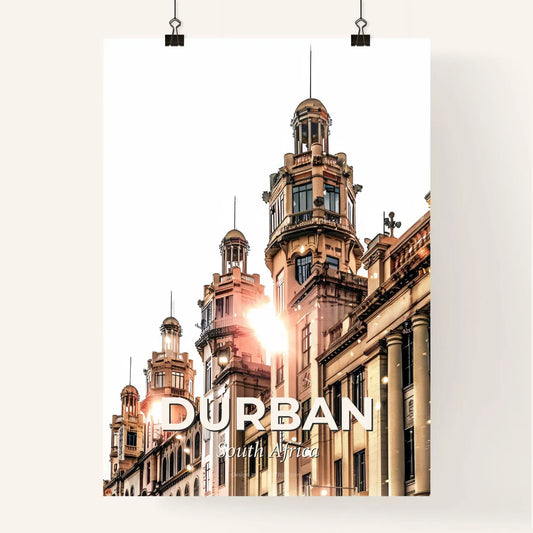 Durban City Skyline Double Exposure Beige Background Poster