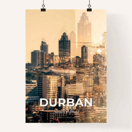 Durban Skyline Double Exposure Cityscape Art Poster