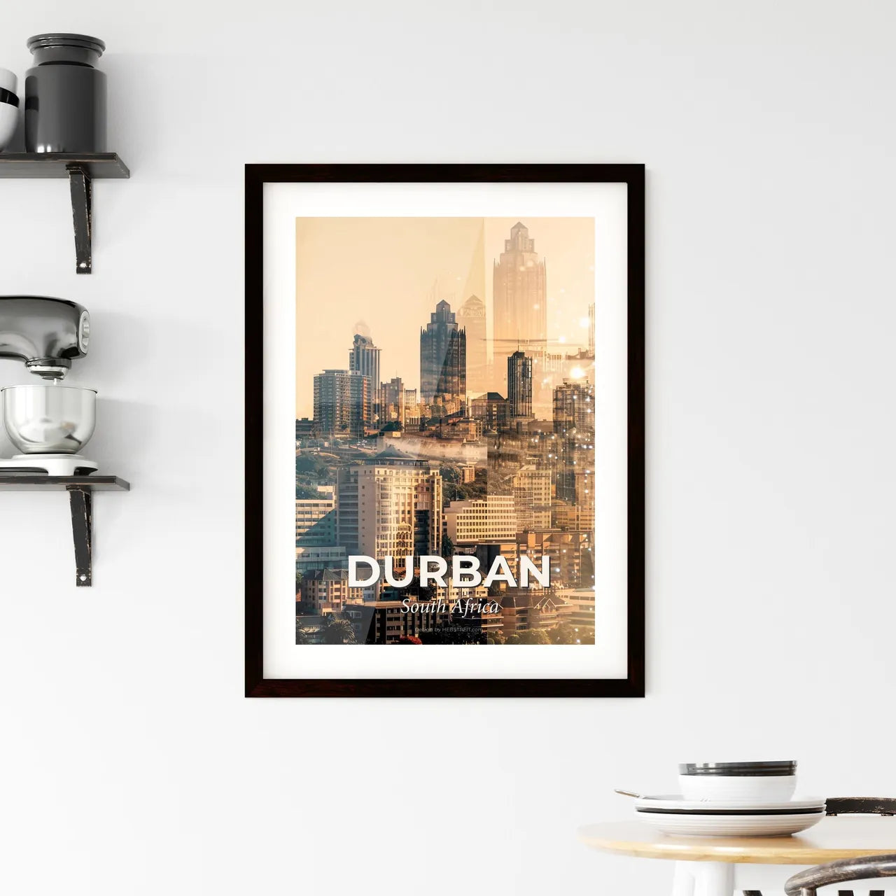 Durban Skyline Double Exposure Cityscape Art Framed Print