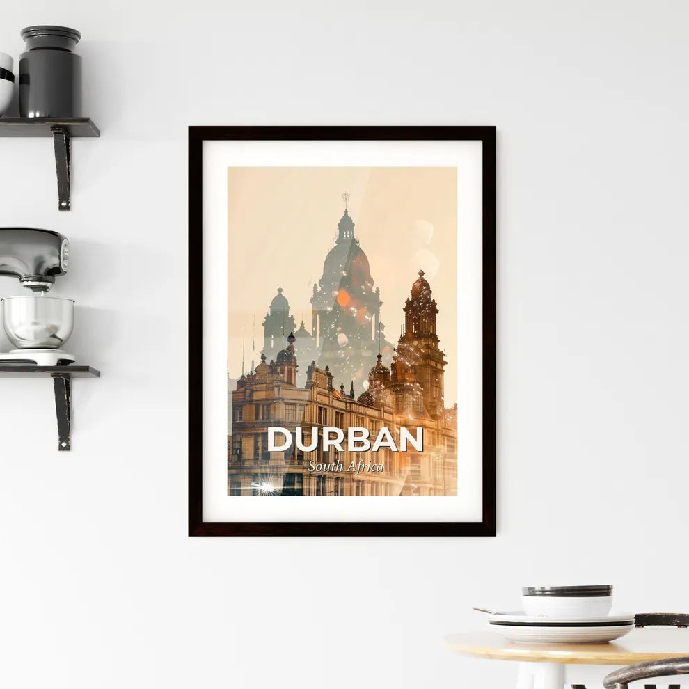Durban Double Exposure Skyline Poster Art Framed Print