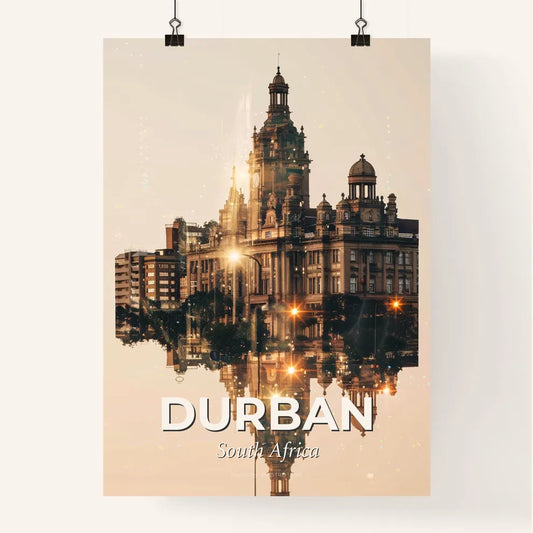 Durban Skyline Reverie on Beige Poster