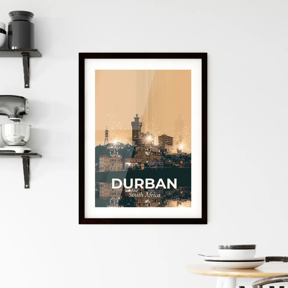 Durban: Shining Skyline Double Exposure Art Framed Print