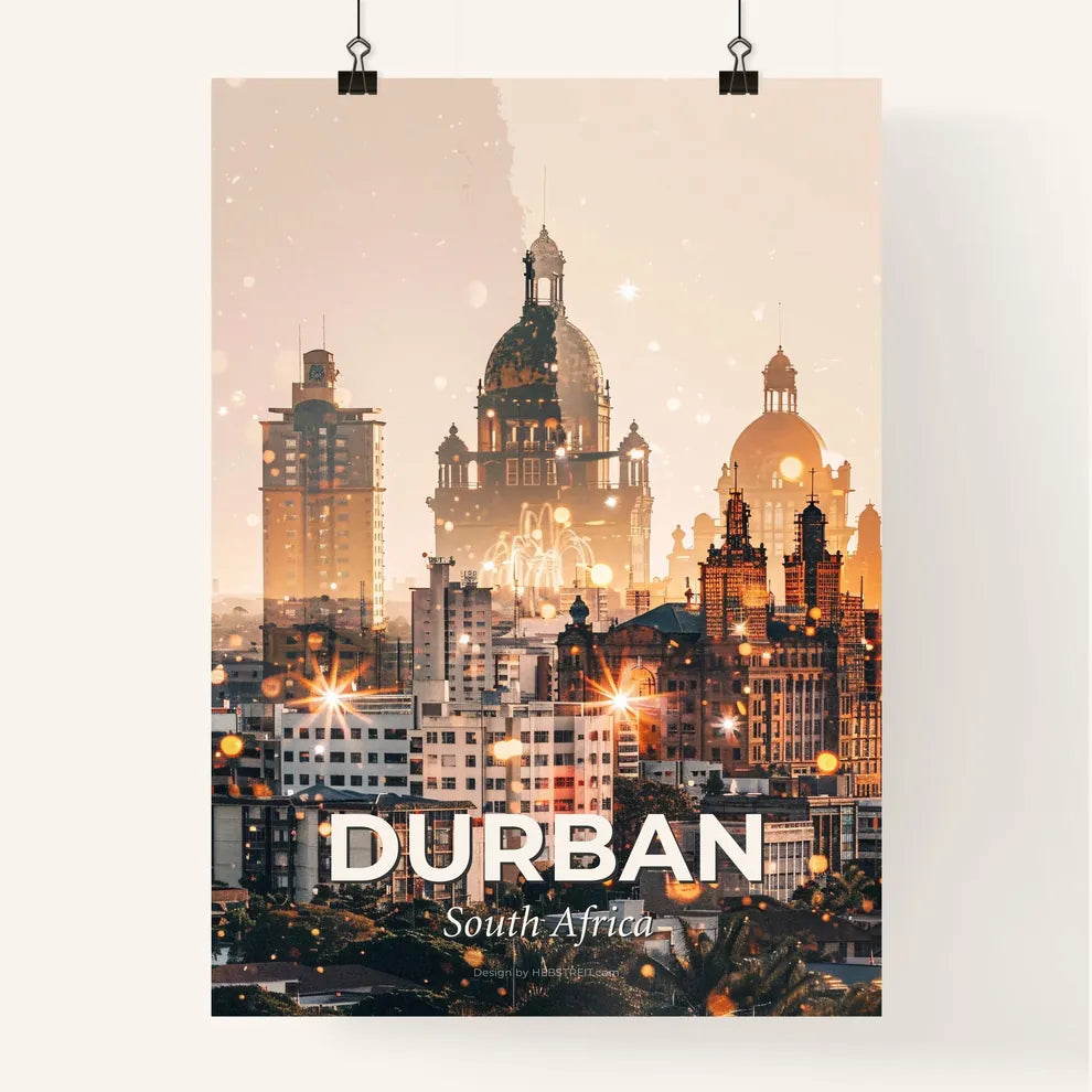Durban Double Exposure Skyline Art Poster Poster