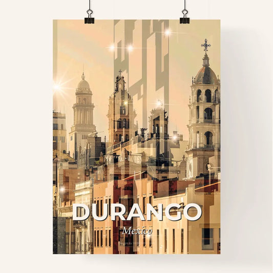 Durango Mexico Skyline Double Exposure Art Poster