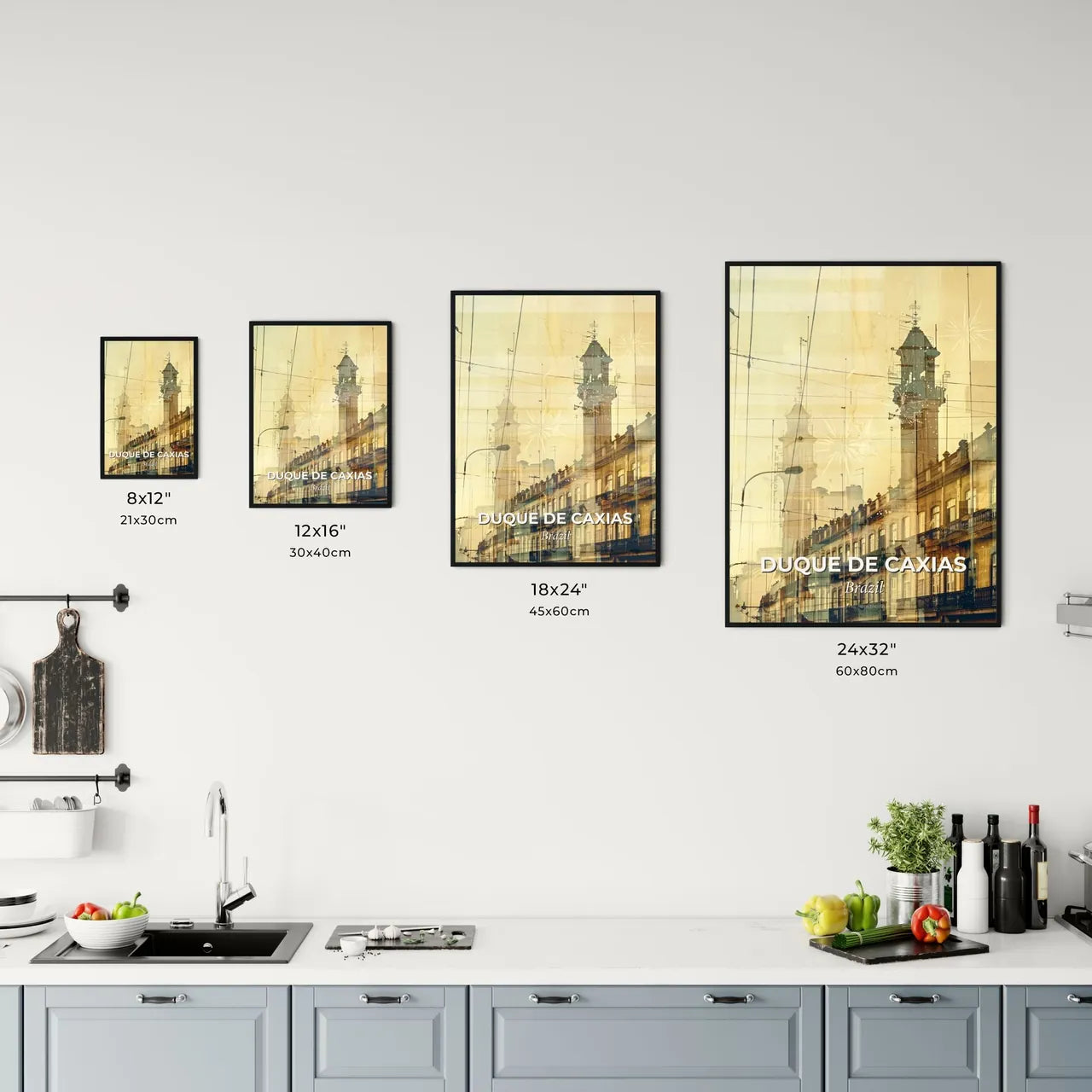 Duque de Caxias City Skyline Poster Art Celebrates Local Icons Office Art