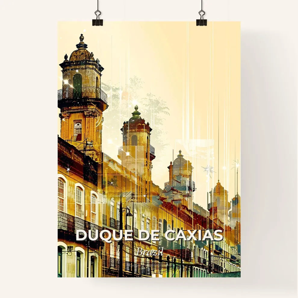 Duque de Caxias City Skyline Multiexposure on Beige Poster