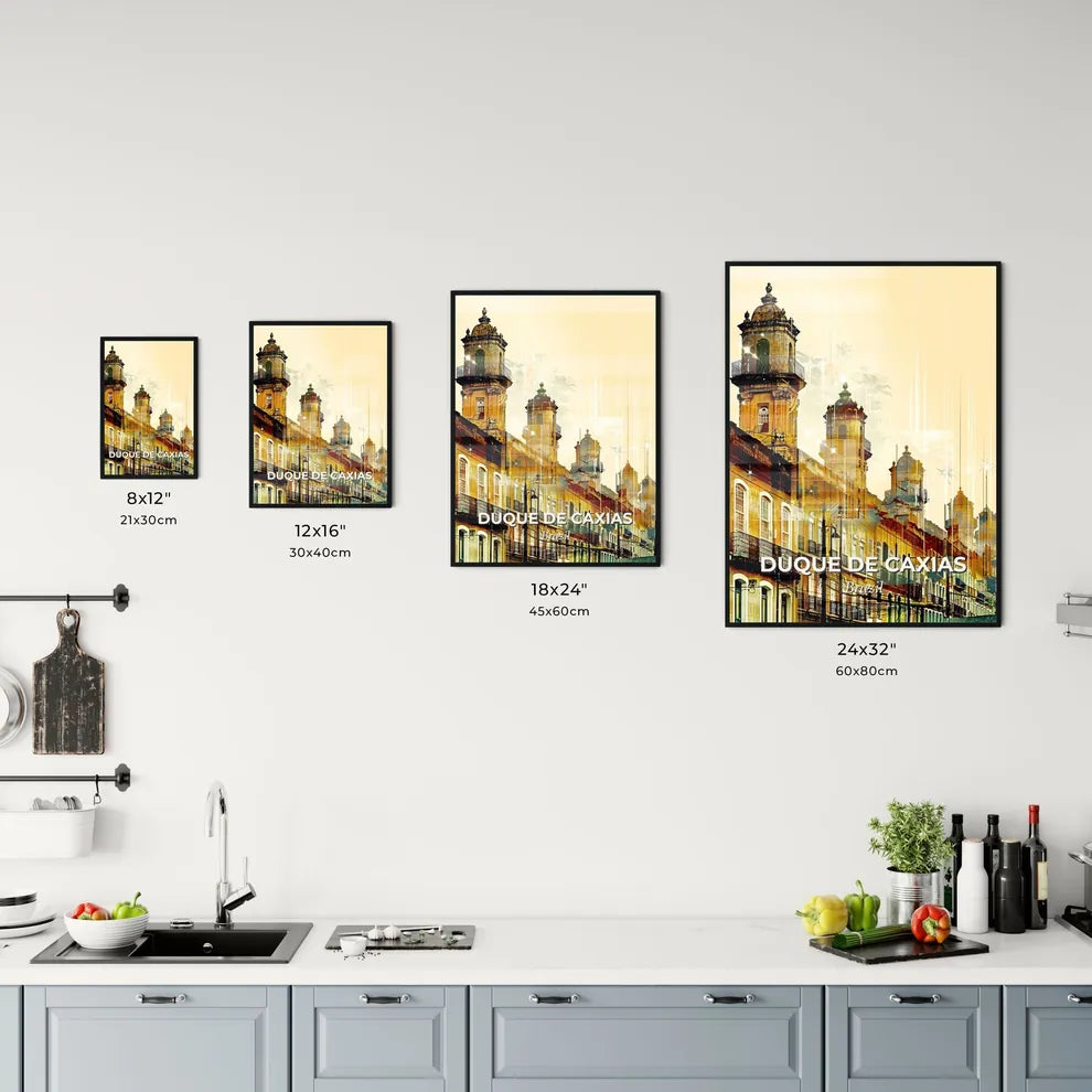 Duque de Caxias City Skyline Multiexposure on Beige Office Art