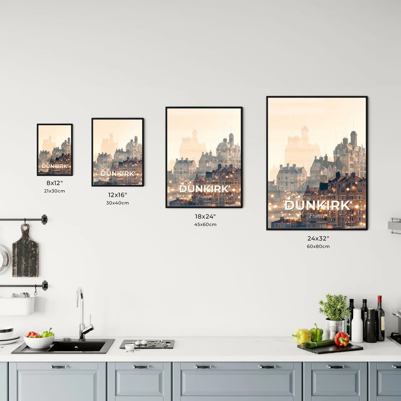 Dunkirk Skyline Composite Art Bright Beige Office Art