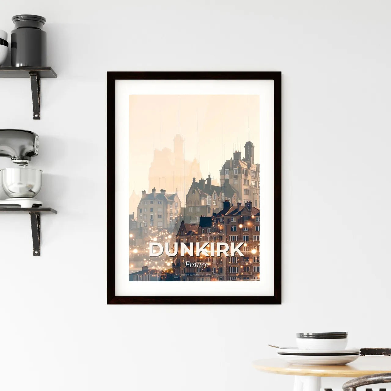 Dunkirk Skyline Composite Art Bright Beige Framed Print