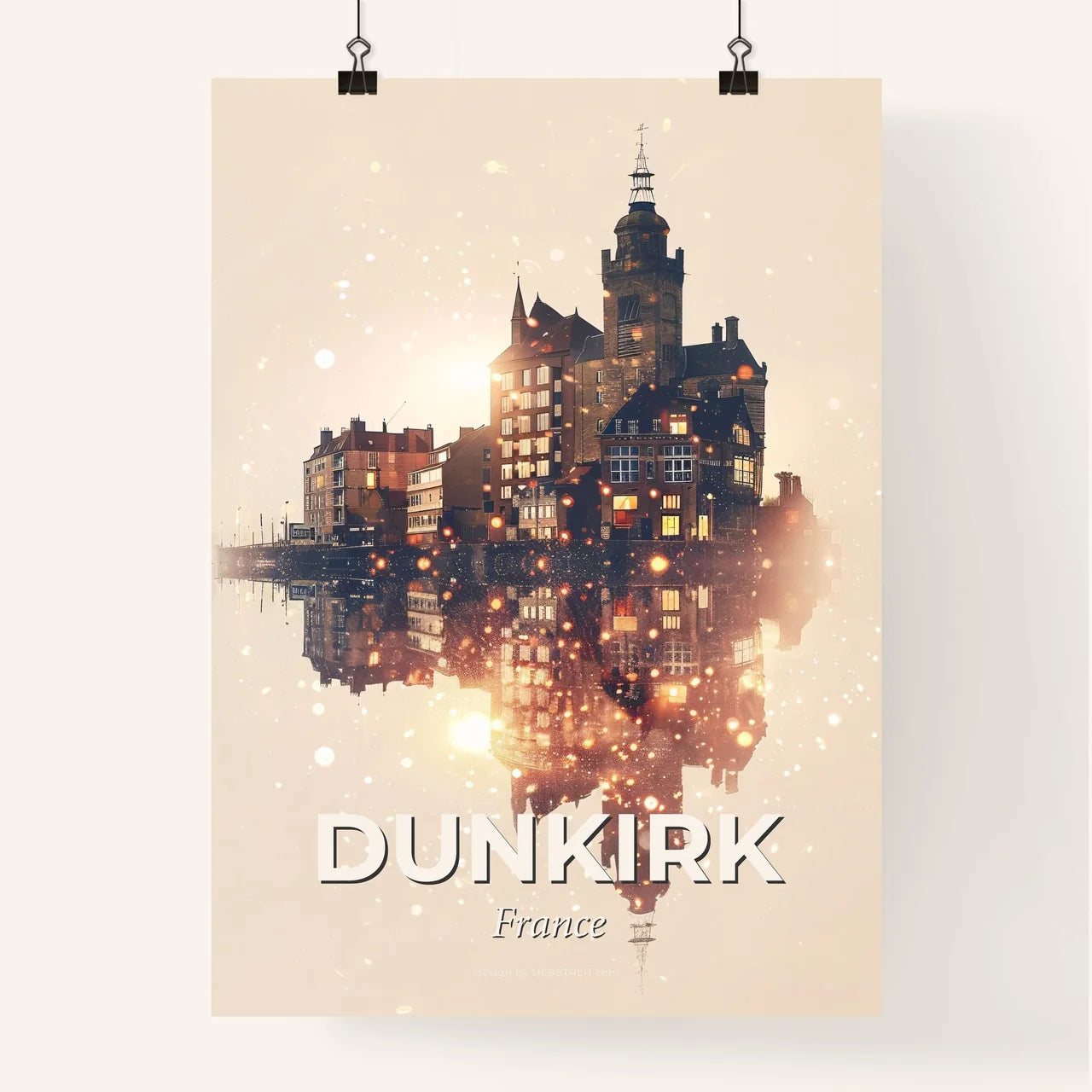 Dunkirk Skyline Double Exposure Art Poster Poster