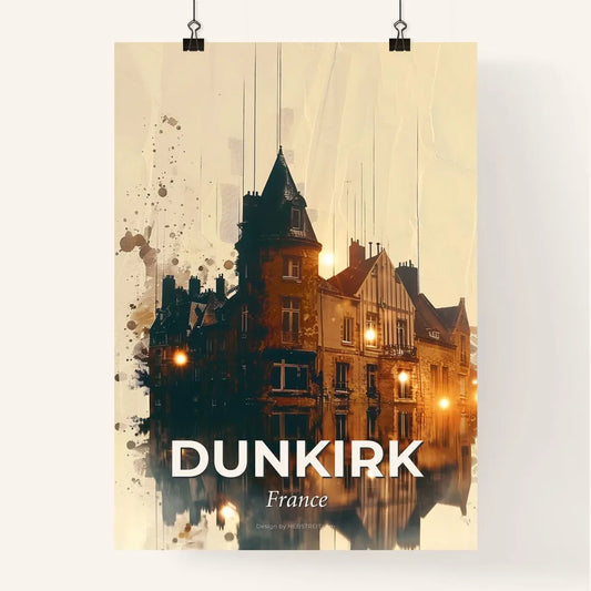 Cityscape of Dunkirk in Double Exposure Silhouette Poster