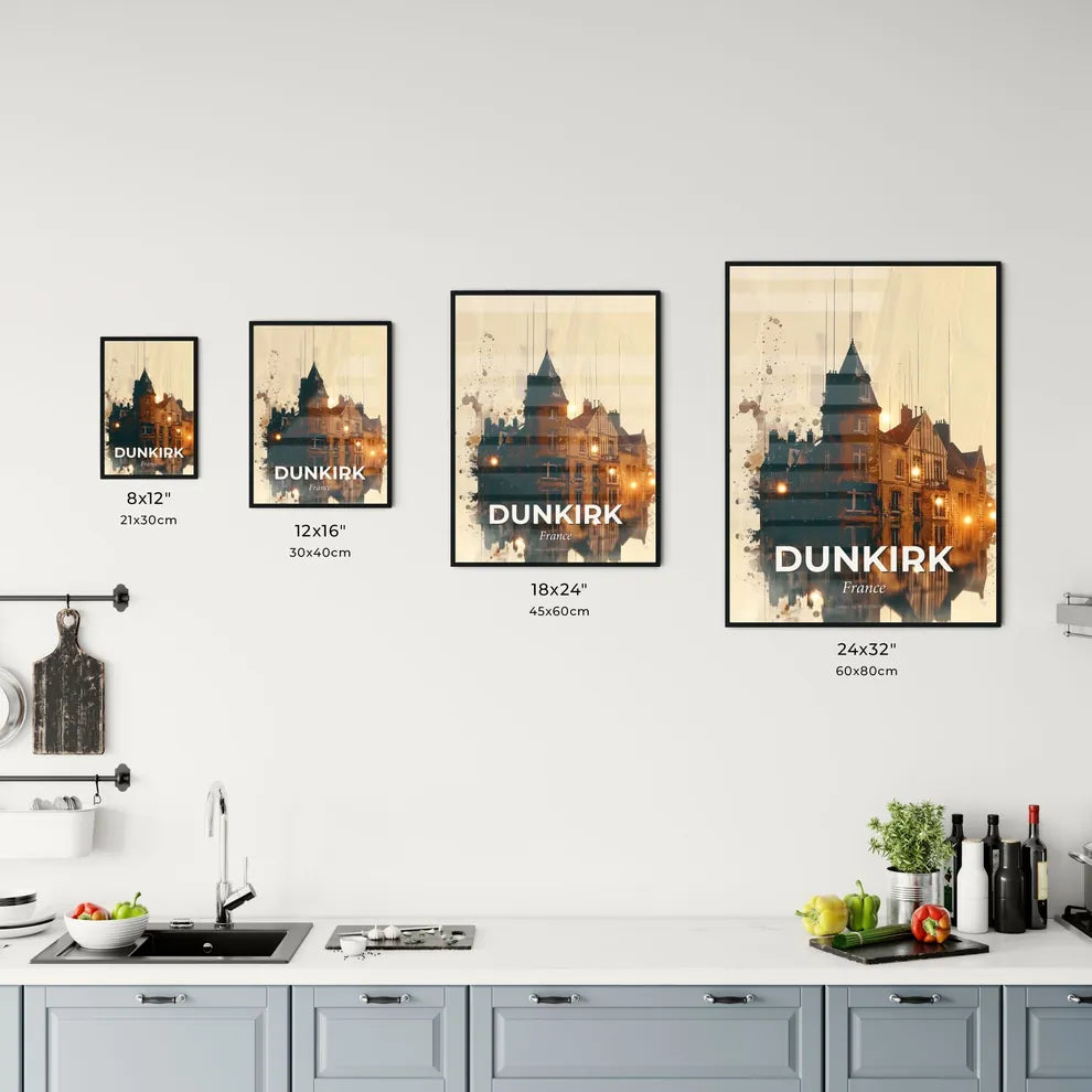 Cityscape of Dunkirk in Double Exposure Silhouette Office Art
