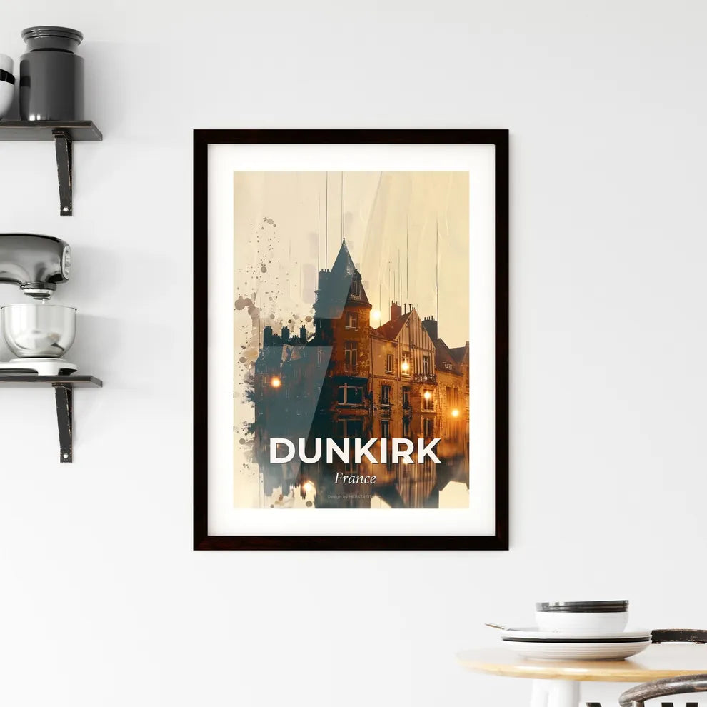 Cityscape of Dunkirk in Double Exposure Silhouette Framed Print