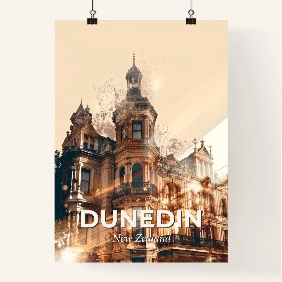Dunedin City Skyline Stars Twinkling Night Poster