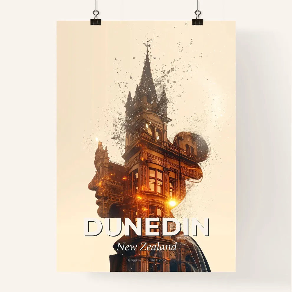 Dunedin Skyline City Lights Composite Minimalist Poster Poster