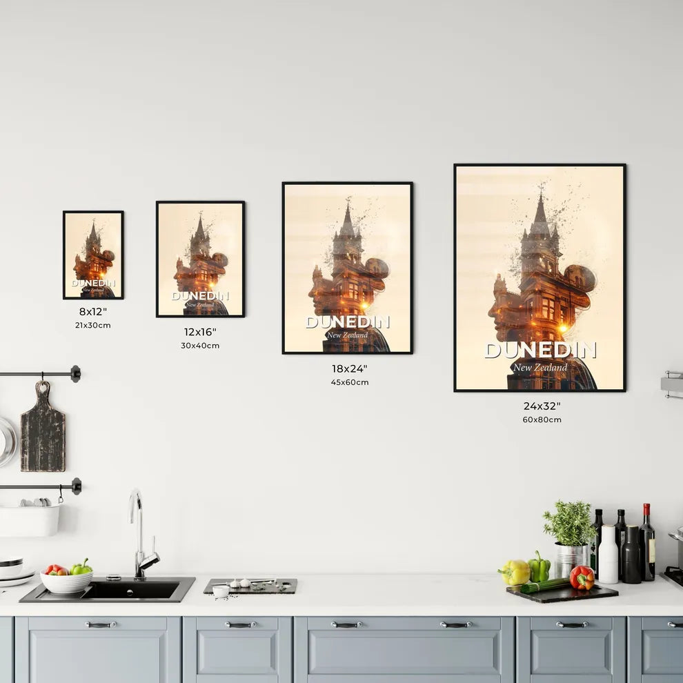 Dunedin Skyline City Lights Composite Minimalist Poster Office Art