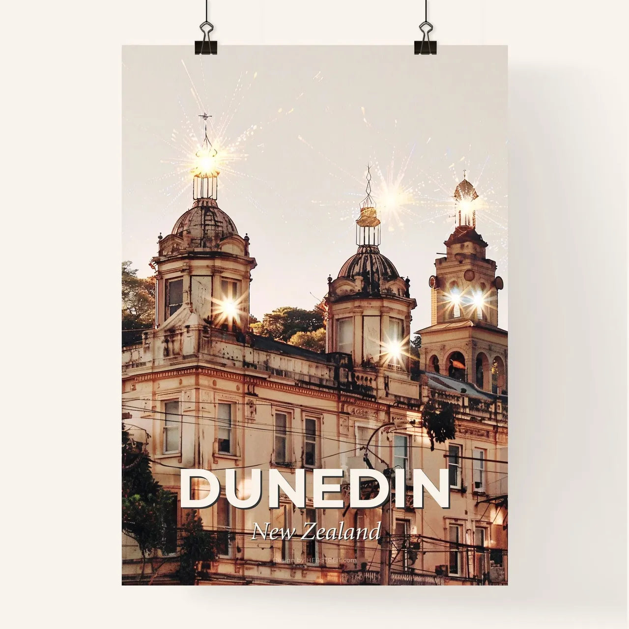 Dunedin Skyline Double Exposure Composite Art Poster Poster