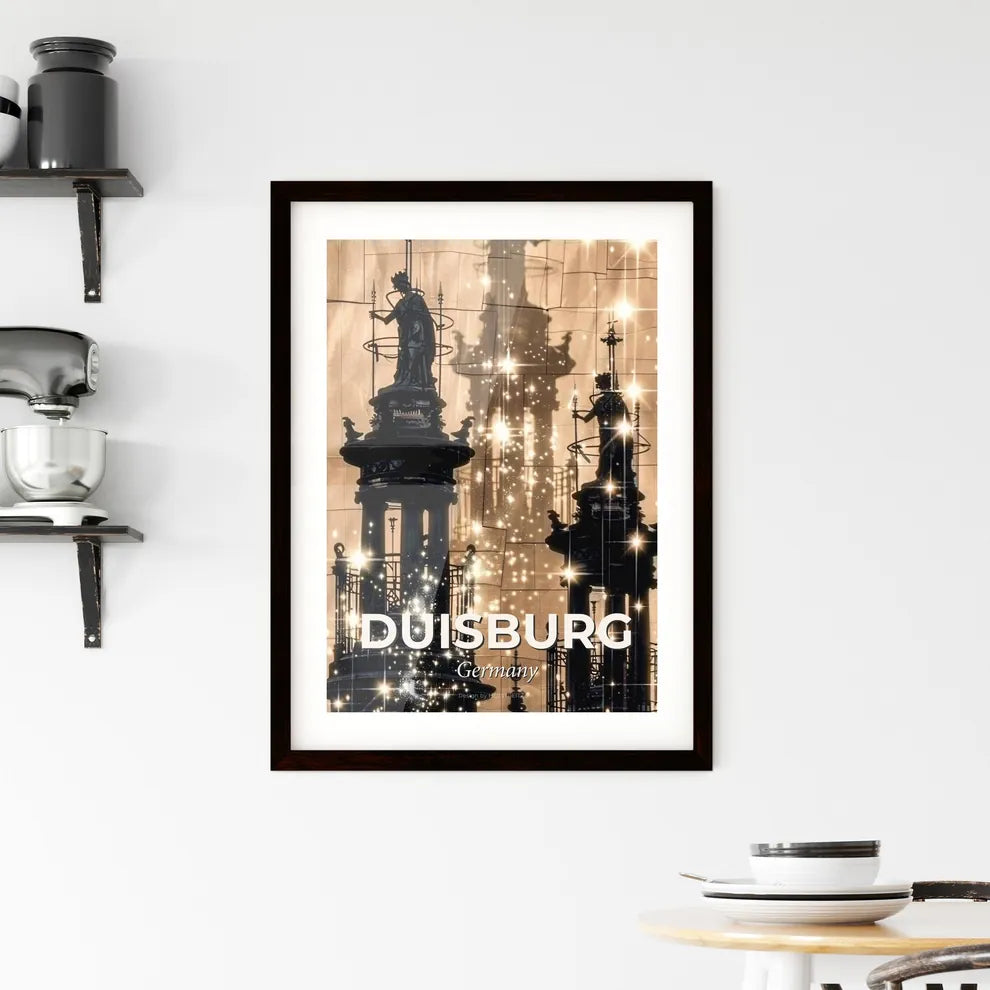 Duisburg City Art Skyline Silhouette Composite Poster Framed Print