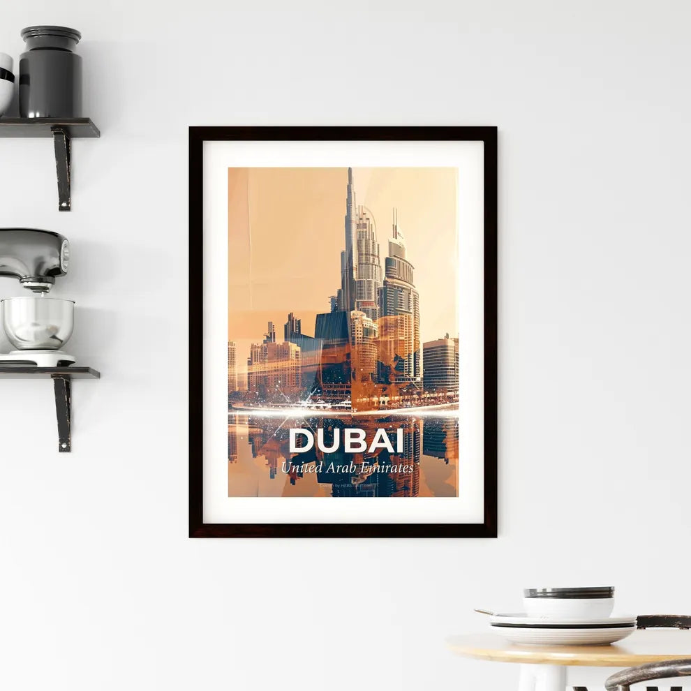 Dubai Skyline Poster: Local Architecture, Bright Beige Framed Print