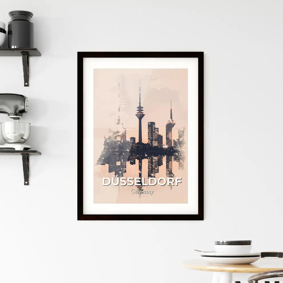 Düsseldorf Skyline Composite Art Modern Poster Design Framed Print